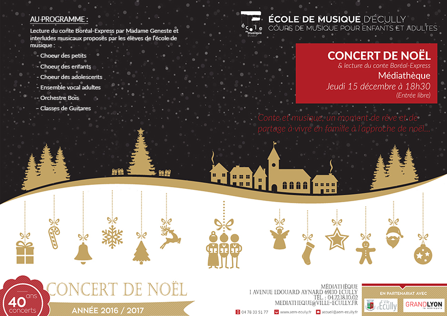 Affiche dun concert de noël de l'école de musique d'Écully