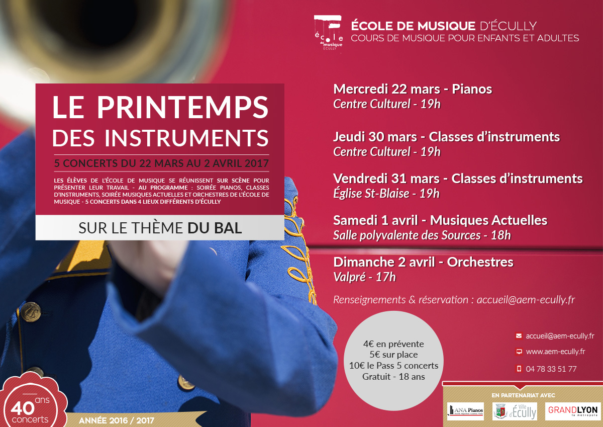 Affiche des concerts de printemps de l'ecole de musique d'ecully