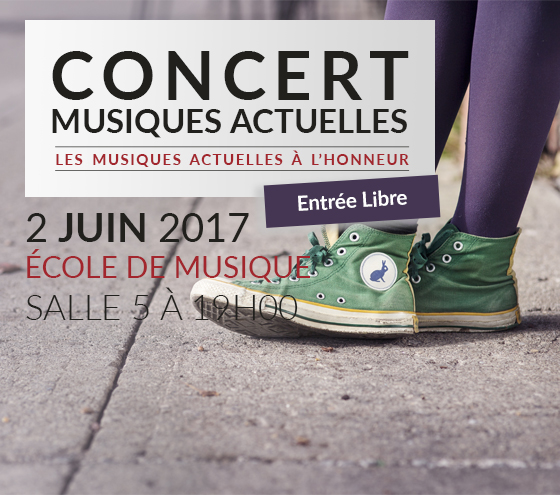 Header Concert de Musiques Actuelles le vendredi 2 juin 2017 à l'école de Musique d'Ecully