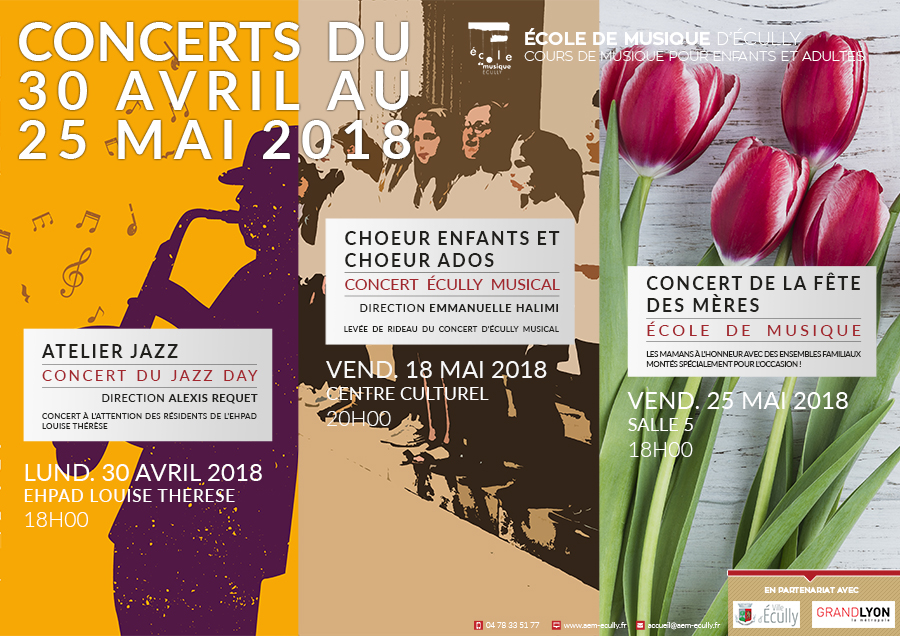 3 concerts d'avril à mai