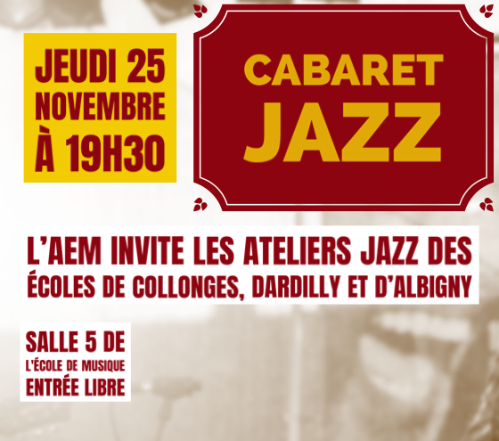 Cabaret jazz à l'Ecole de Musique d'Ecully le jeudi 25 novembre à 19h30