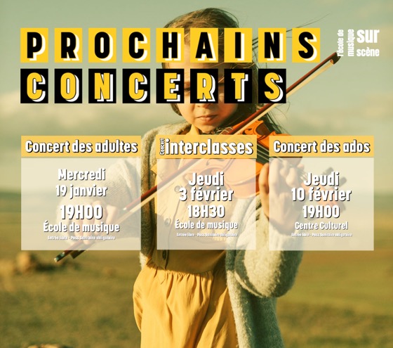 Prochains concerts de l'école de musique d'Ecully