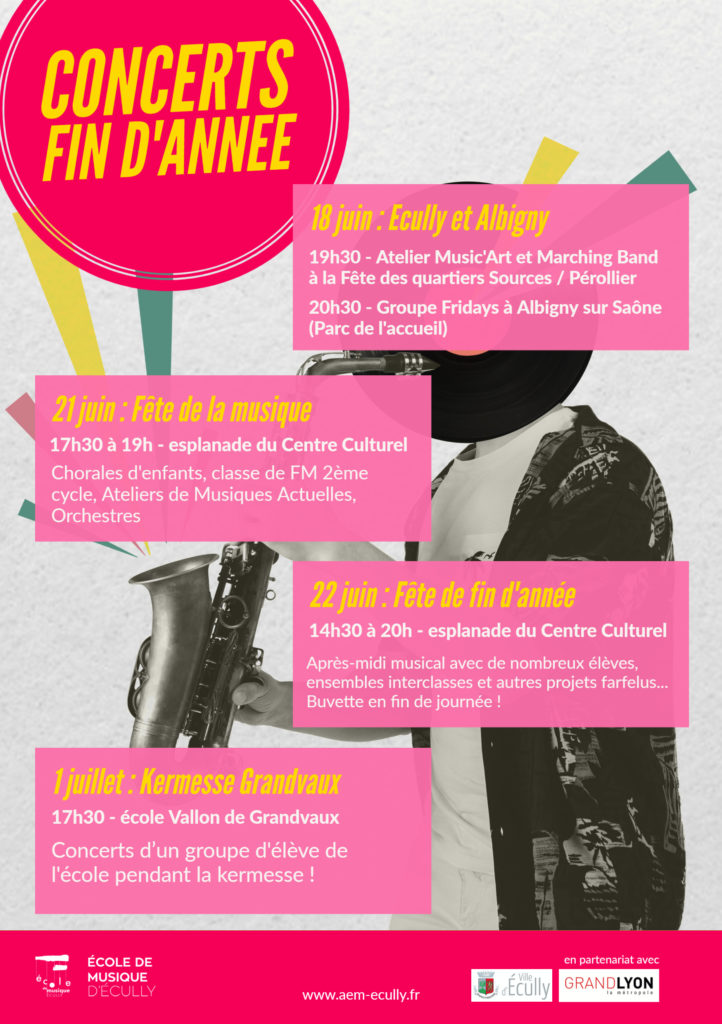 Affiche concert juin 2022 de l'école de musique d'Ecully